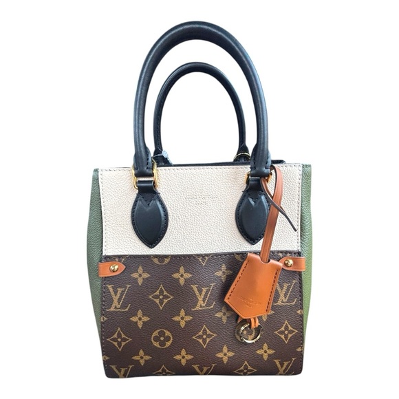 Louis Vuitton Monogram Canvas Fold-Over Satchel Crossbody Khaki Green Leather - Picture 4 of 17